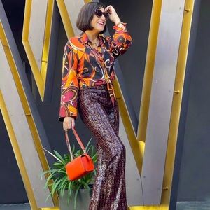 Zara Multicolored Knotted Detail Satin Effect Printed Top Size S